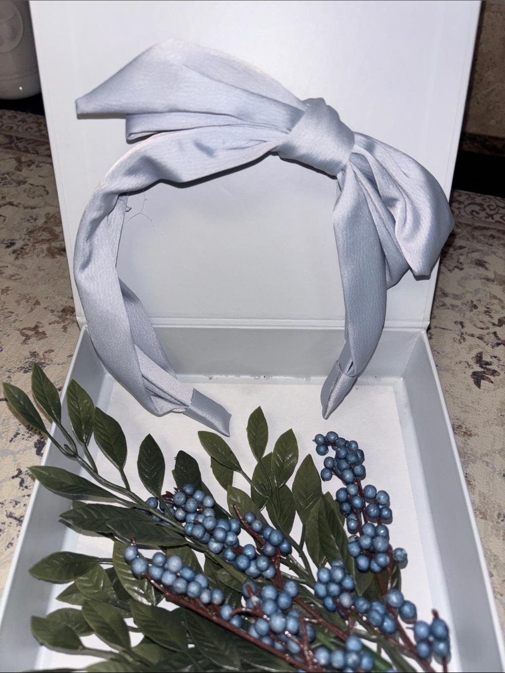 Kristin Ess Blue Satin Headband Cottagecore Vintage Vibes New in Box